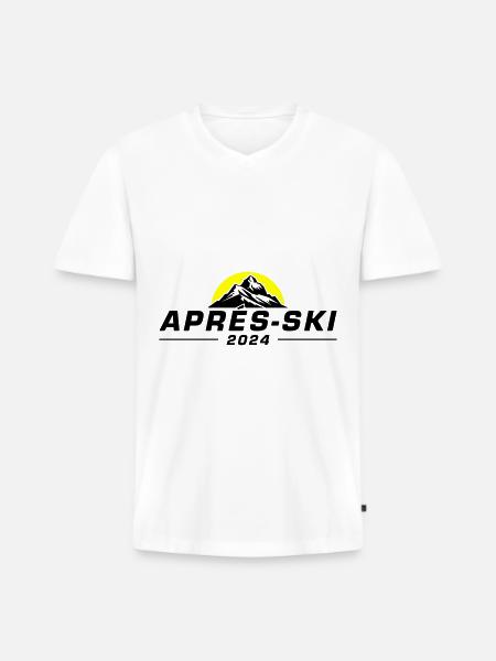 Après-ski 2024 - T-shirt encolure en V Premium bio Homme - blanc