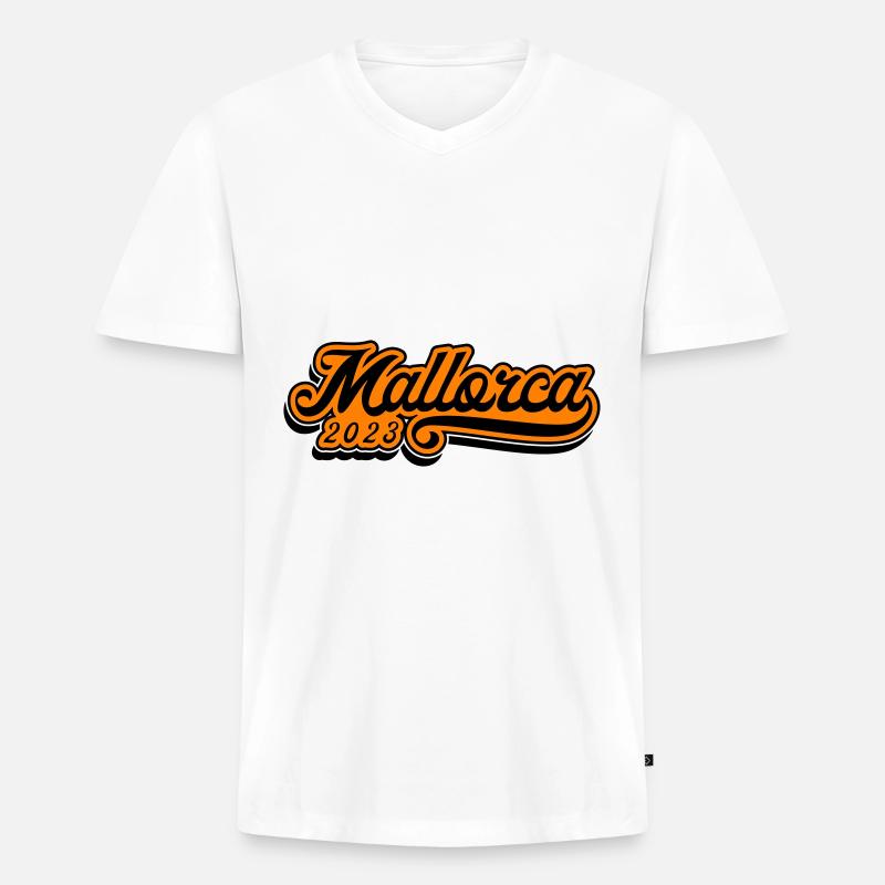 Mallorca 2023 - Männer Premium Bio T-Shirt mit V-Ausschnitt - Weiß