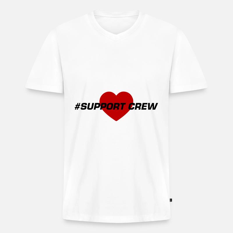 Support Crew Herz Liebe - Männer Premium Bio T-Shirt mit V-Ausschnitt - Weiß