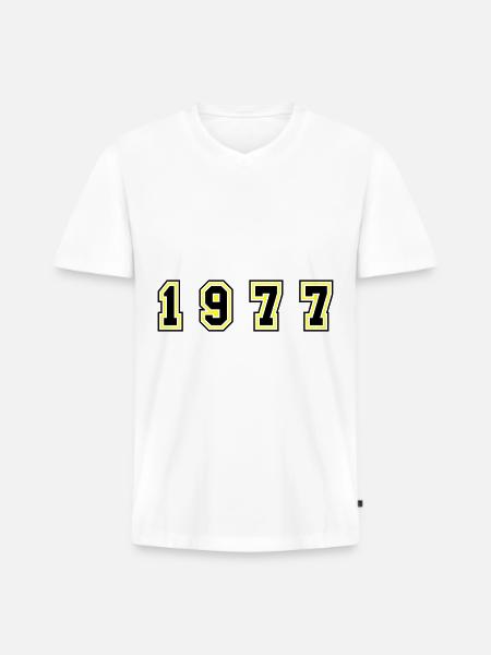 1977 Year Number - Men's Premium Organic T-shirt with V-neck - white