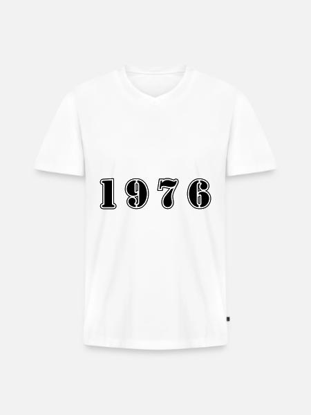 1976 anniversaire - T-shirt encolure en V Premium bio Homme - blanc