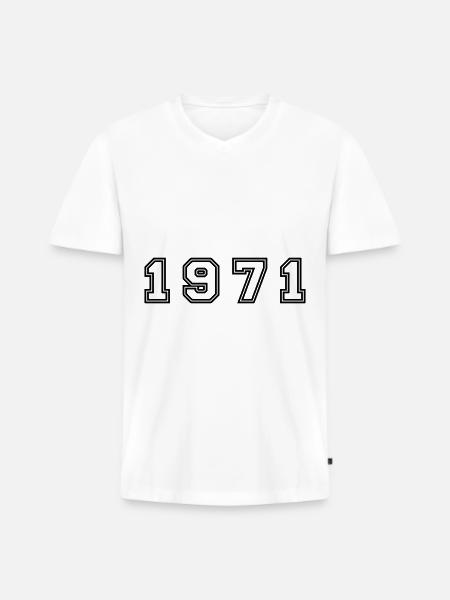 1971 Year Number - Men's Premium Organic T-shirt with V-neck - white