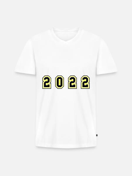 2022 årstal - Premium økologisk T-shirt med V-hals til mænd - hvid
