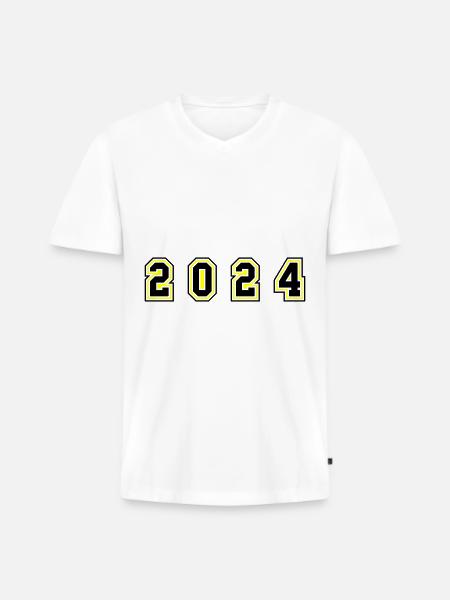 2024 year number - Men's Premium Organic T-shirt with V-neck - white