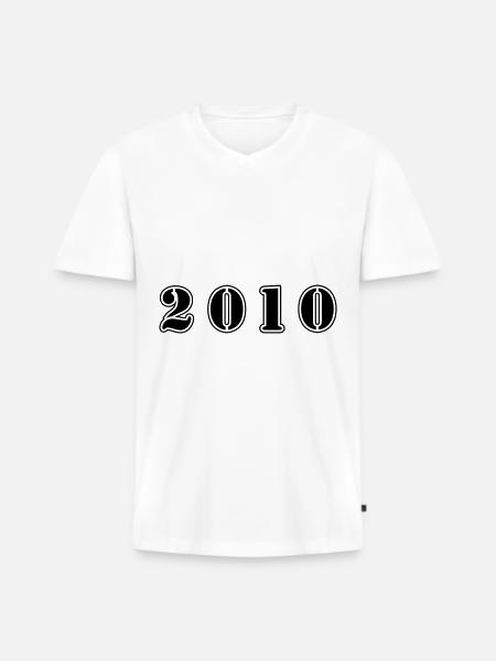 Anniversaire 2010 - T-shirt encolure en V Premium bio Homme - blanc