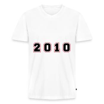 2010 Year Number - Men's Premium Organic T-shirt with V-neck - white - Front - Nico (187cm)