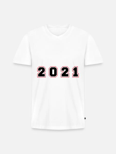 2021 Year Number - Men's Premium Organic T-shirt with V-neck - white