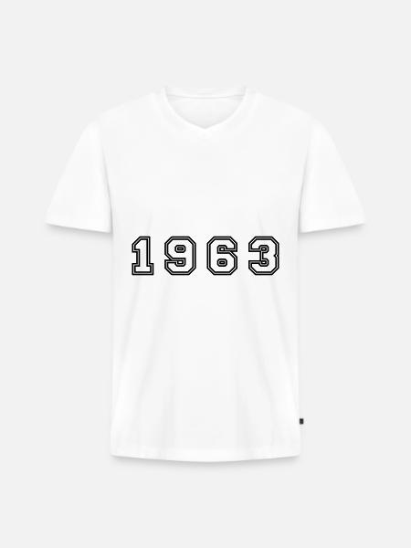 Numéro de l’année 1963 - T-shirt encolure en V Premium bio Homme - blanc