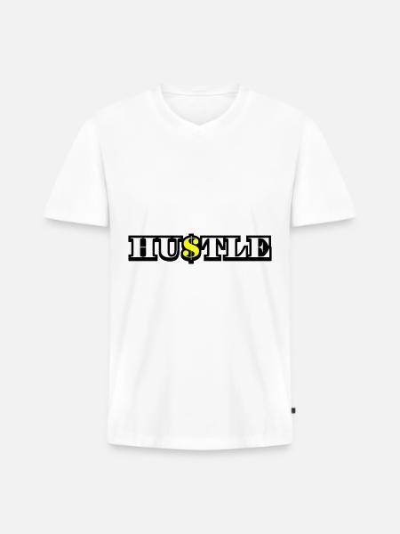Hustle Quota - Men's Premium Organic T-shirt with V-neck - white