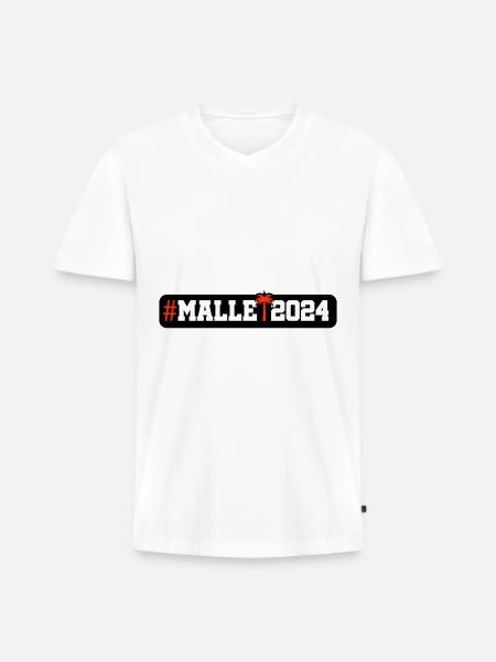 Malle 2024 - Männer Premium Bio T-Shirt mit V-Ausschnitt - Weiß