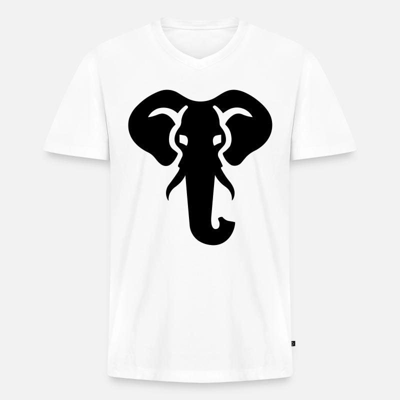 Elefant - Männer Premium Bio T-Shirt mit V-Ausschnitt - Weiß
