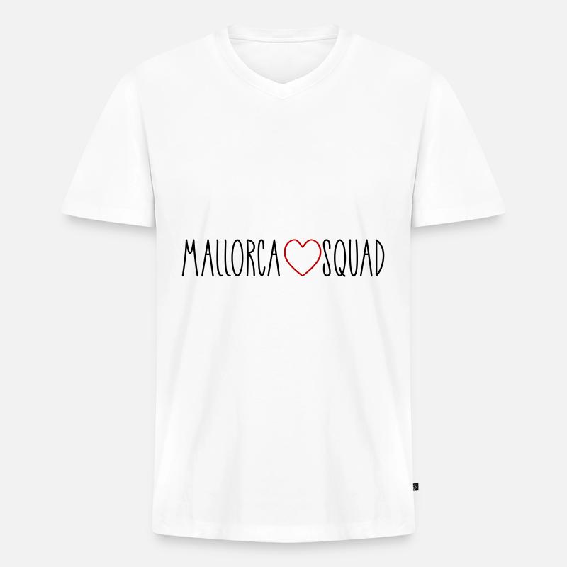 Mallorca Squad Herz - Männer Premium Bio T-Shirt mit V-Ausschnitt - Weiß