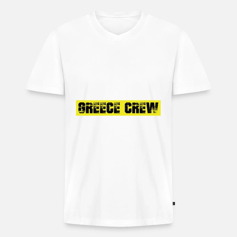 Greece Crew - Männer Premium Bio T-Shirt mit V-Ausschnitt - Weiß