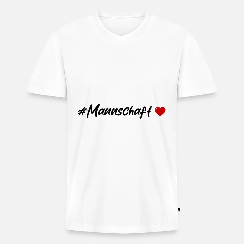 Mannschaft Herz - Männer Premium Bio T-Shirt mit V-Ausschnitt - Weiß