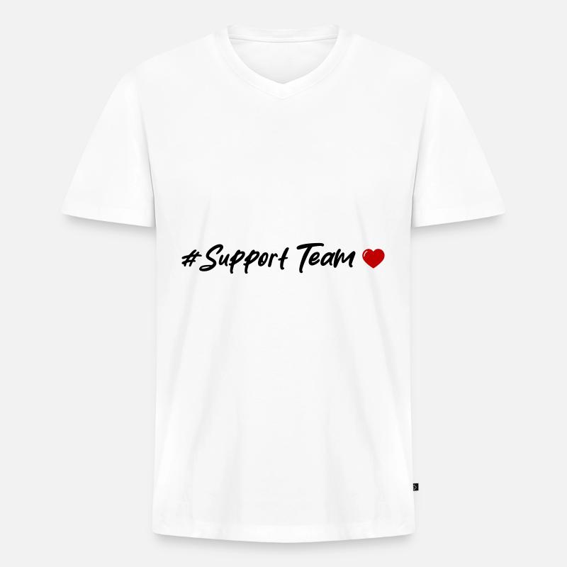 Support Team Herz - Männer Premium Bio T-Shirt mit V-Ausschnitt - Weiß