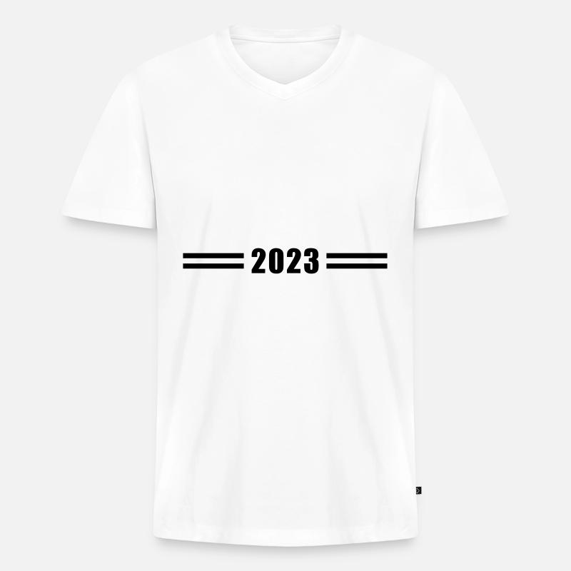 2023 Jahr - Männer Premium Bio T-Shirt mit V-Ausschnitt - Weiß