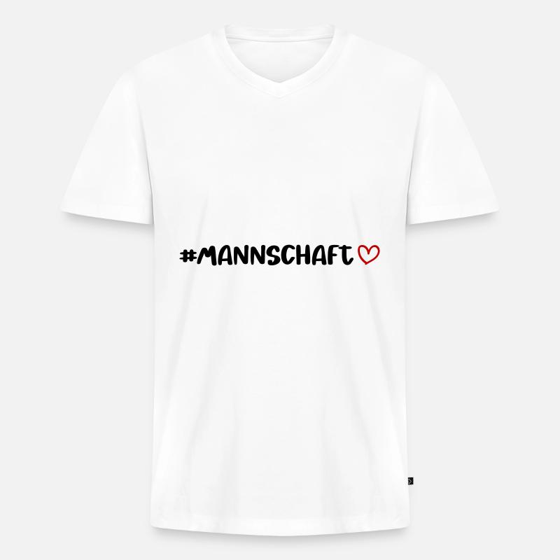 Mannschaft Herz - Männer Premium Bio T-Shirt mit V-Ausschnitt - Weiß