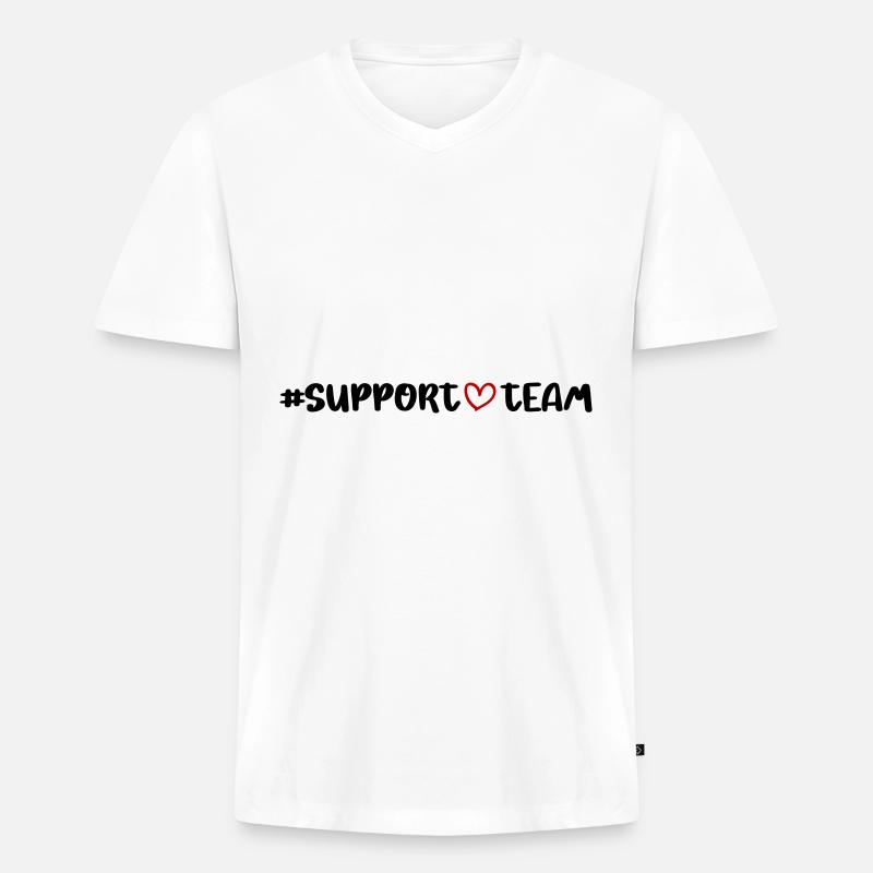 Support Team Herz - Männer Premium Bio T-Shirt mit V-Ausschnitt - Weiß