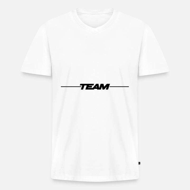 team - Männer Premium Bio T-Shirt mit V-Ausschnitt - Weiß