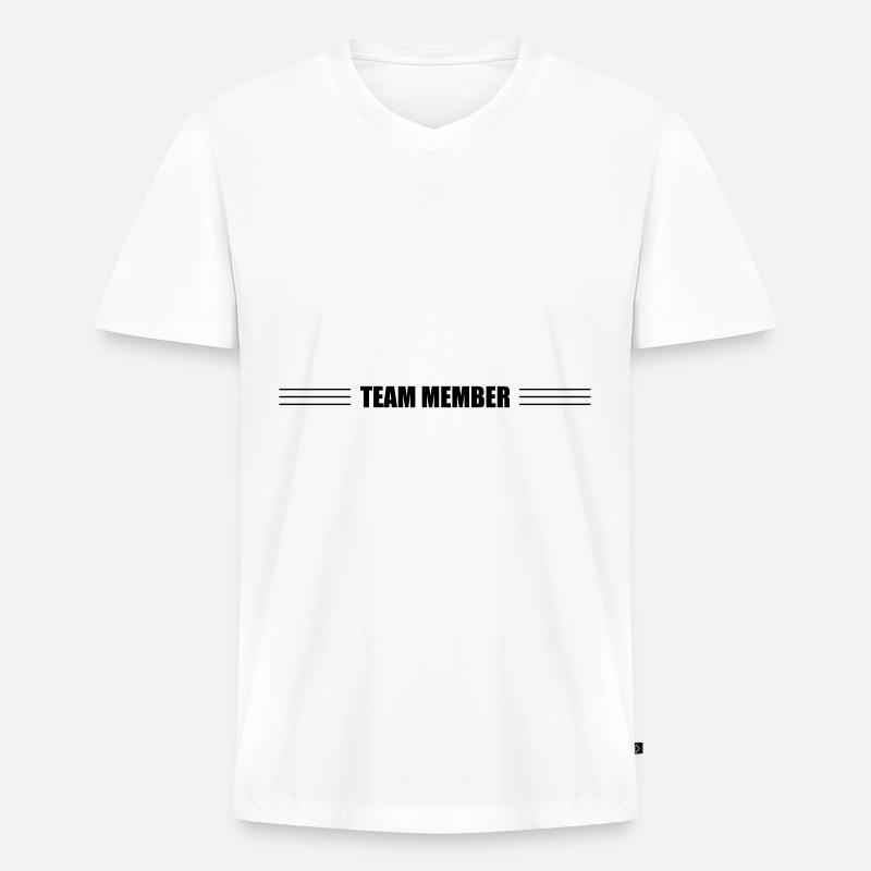 Team Mitglied - Männer Premium Bio T-Shirt mit V-Ausschnitt - Weiß