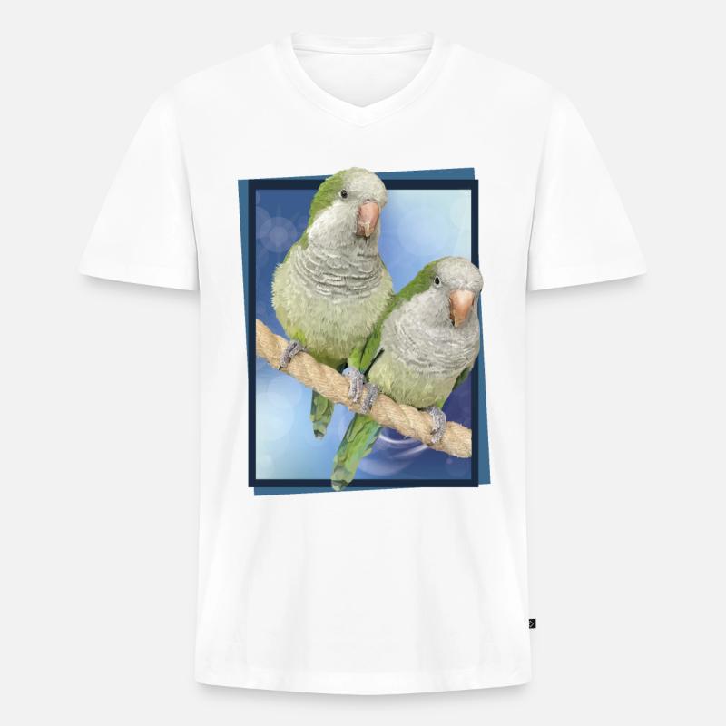 Argentinischer Sittich - Männer Premium Bio T-Shirt mit V-Ausschnitt - Weiß