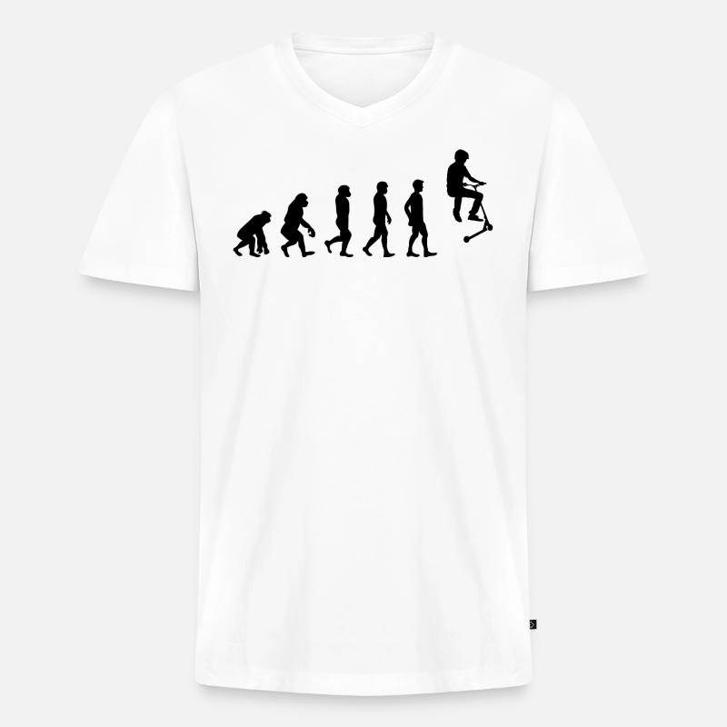 Stunt Scooter Freestyle Scootering Evolution - Männer Premium Bio T-Shirt mit V-Ausschnitt - Weiß
