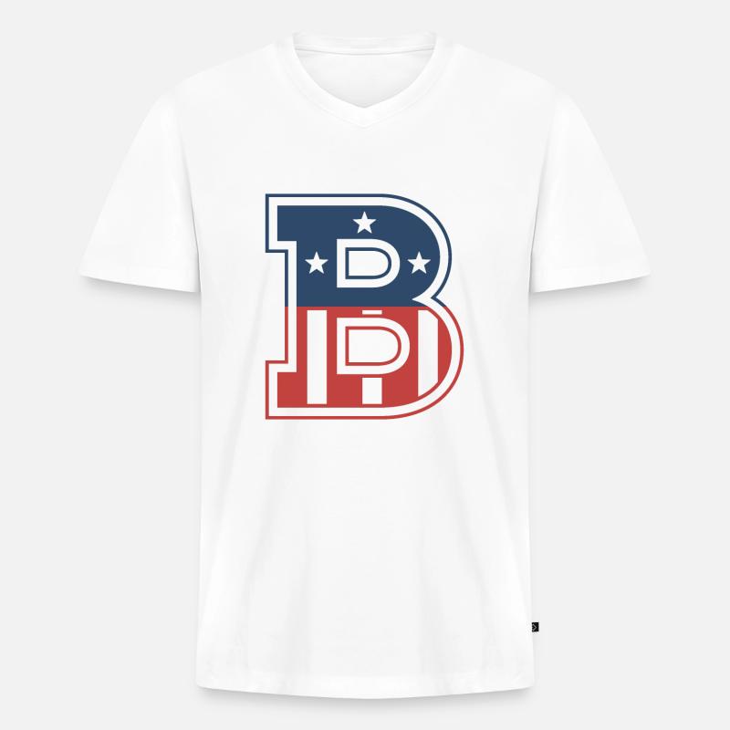Buchstabe B USA - Männer Premium Bio T-Shirt mit V-Ausschnitt - Weiß
