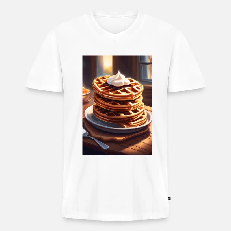 Stapel Pfannkuchen - Männer Premium Bio T-Shirt mit V-Ausschnitt - Weiß