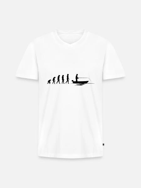 Evolution Fischer |Evolution Angler - Männer Premium Bio T-Shirt mit V-Ausschnitt - Weiß