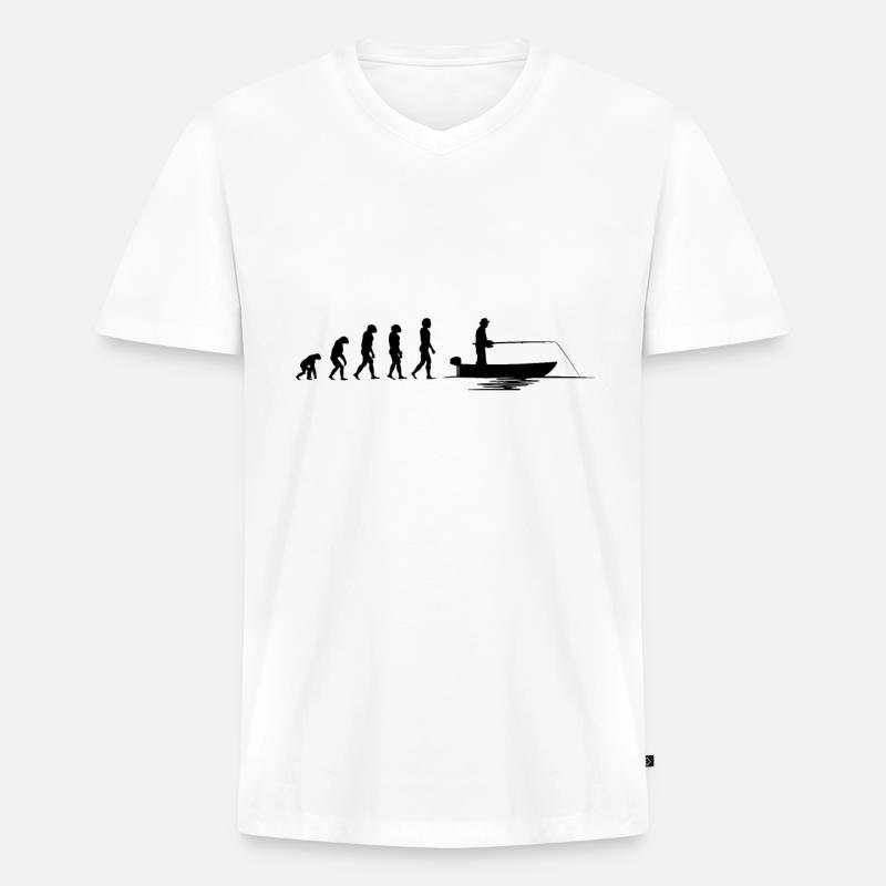 Evolution Fischer |Evolution Angler - Männer Premium Bio T-Shirt mit V-Ausschnitt - Weiß