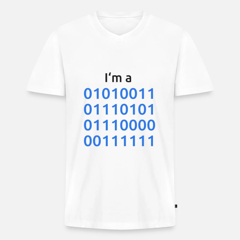 Programmer Binary - I'm a nerd - Men's Premium Organic T-shirt with V-neck - white