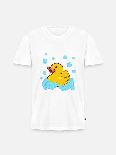 Badeente Gummiente - Männer Premium Bio T-Shirt mit V-Ausschnitt - Weiß