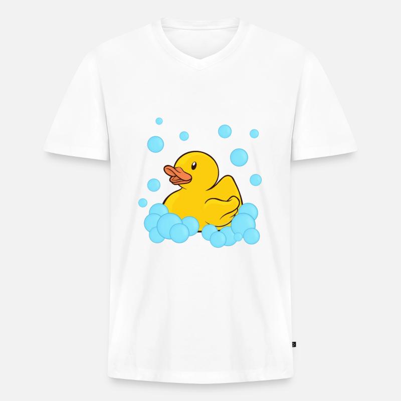 Badeente Gummiente - Männer Premium Bio T-Shirt mit V-Ausschnitt - Weiß