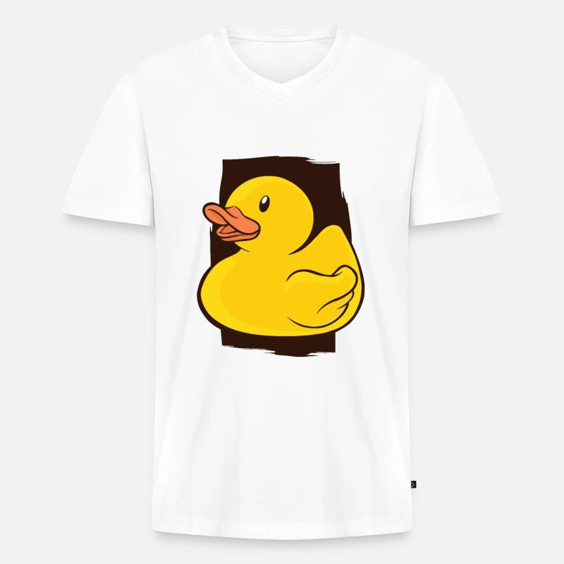 Badeente Gummiente - Männer Premium Bio T-Shirt mit V-Ausschnitt - Weiß