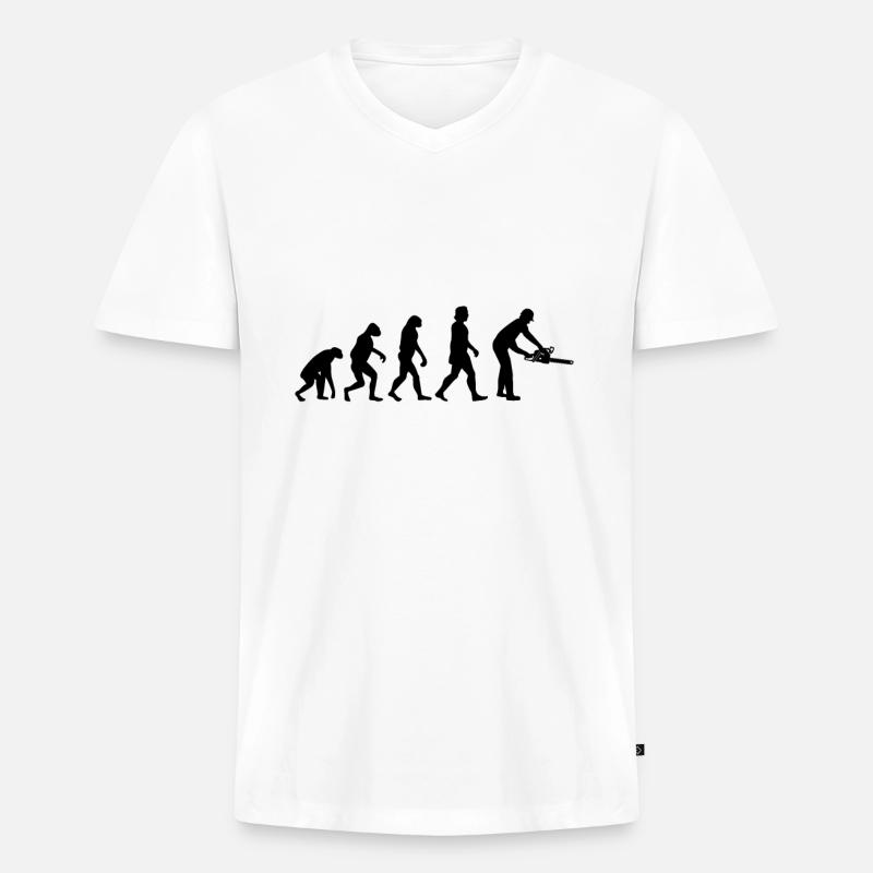Baumfäller chainsaw evolution chainsaw - Men's Premium Organic T-shirt with V-neck - white