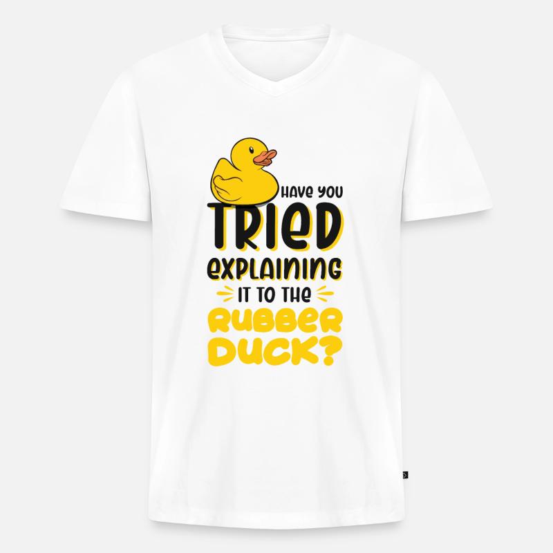 Programmierer Programming Duck Gummiente - Männer Premium Bio T-Shirt mit V-Ausschnitt - Weiß