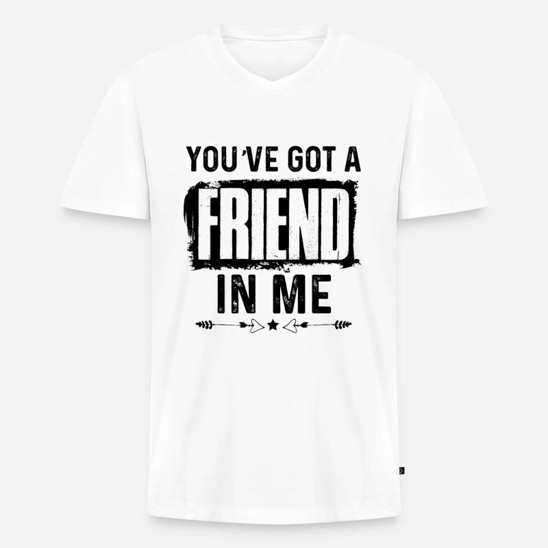 freunde freund - Männer Premium Bio T-Shirt mit V-Ausschnitt - Weiß