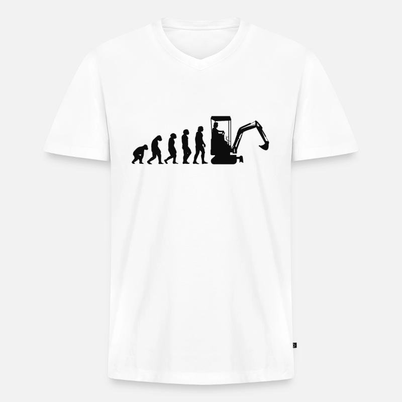 Baggerführer Evolution Bagger Baggerfahrer - Männer Premium Bio T-Shirt mit V-Ausschnitt - Weiß