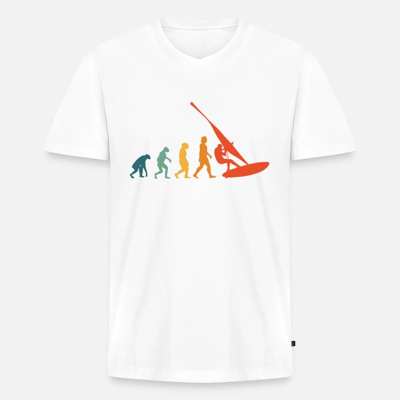 Windsurfer Evolution Retro Windsurfing Windsurf - Men's Premium Organic T-shirt with V-neck - white