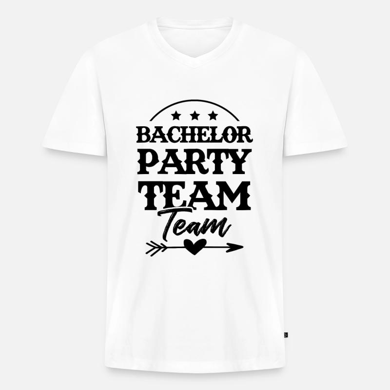 Bachelor Party Drinking Team - Männer Premium Bio T-Shirt mit V-Ausschnitt - Weiß