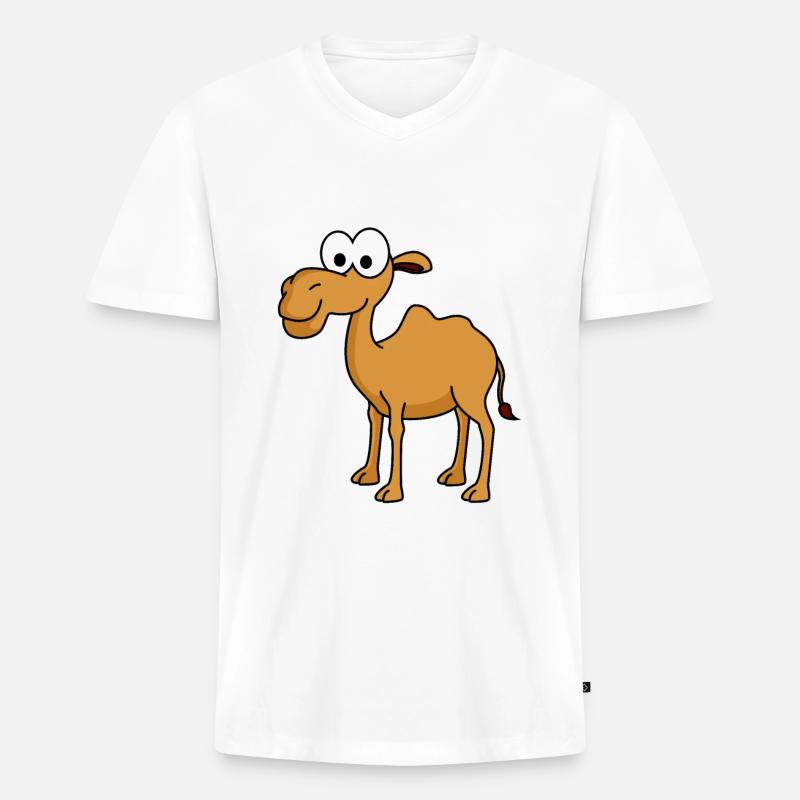 Kamel Comic - Männer Premium Bio T-Shirt mit V-Ausschnitt - Weiß