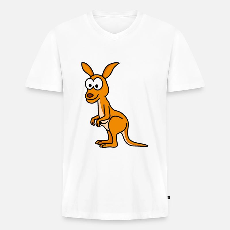 Kangaroo Comic - Männer Premium Bio T-Shirt mit V-Ausschnitt - Weiß
