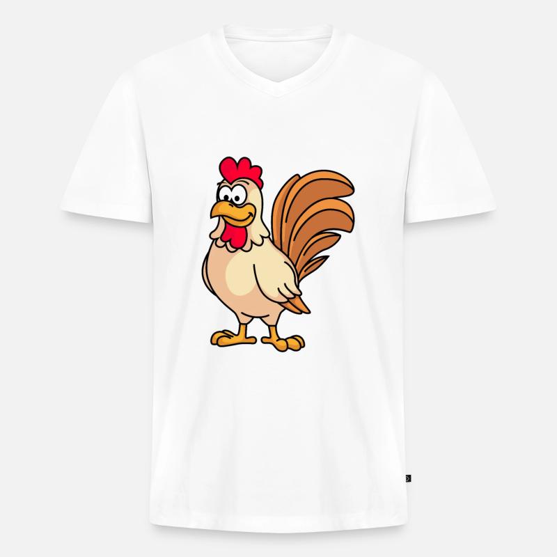Hahn Comic Tier - Männer Premium Bio T-Shirt mit V-Ausschnitt - Weiß