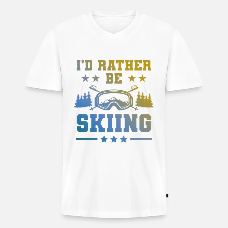 ski skiing - Männer Premium Bio T-Shirt mit V-Ausschnitt - Weiß