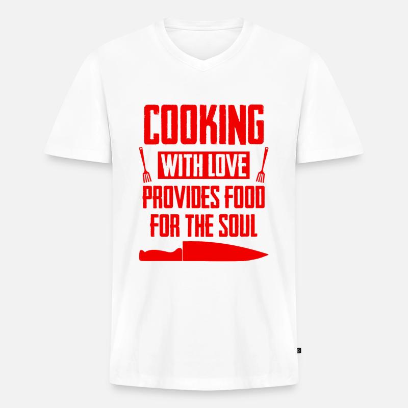 kochen mit liebe - Männer Premium Bio T-Shirt mit V-Ausschnitt - Weiß