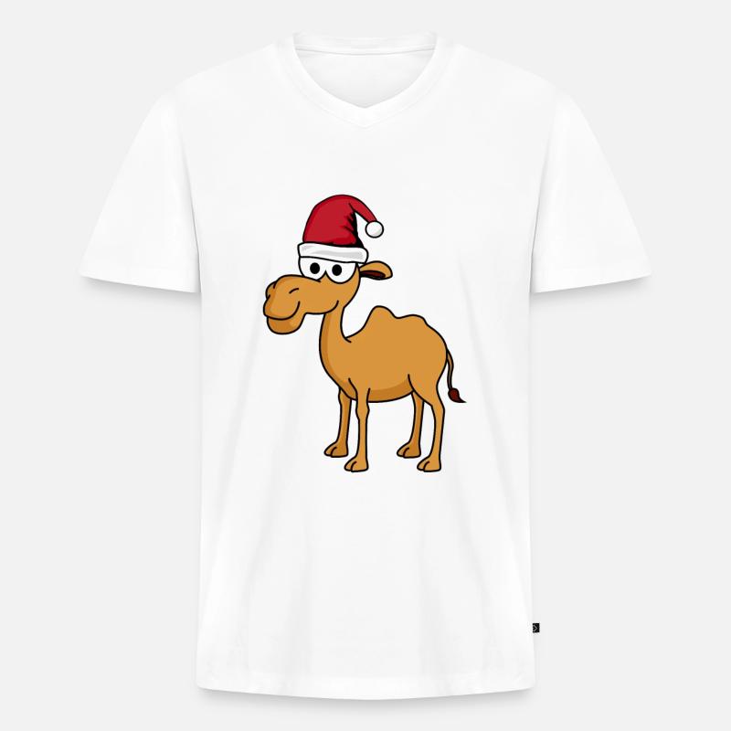 Kamel Comic Weihnachten - Männer Premium Bio T-Shirt mit V-Ausschnitt - Weiß
