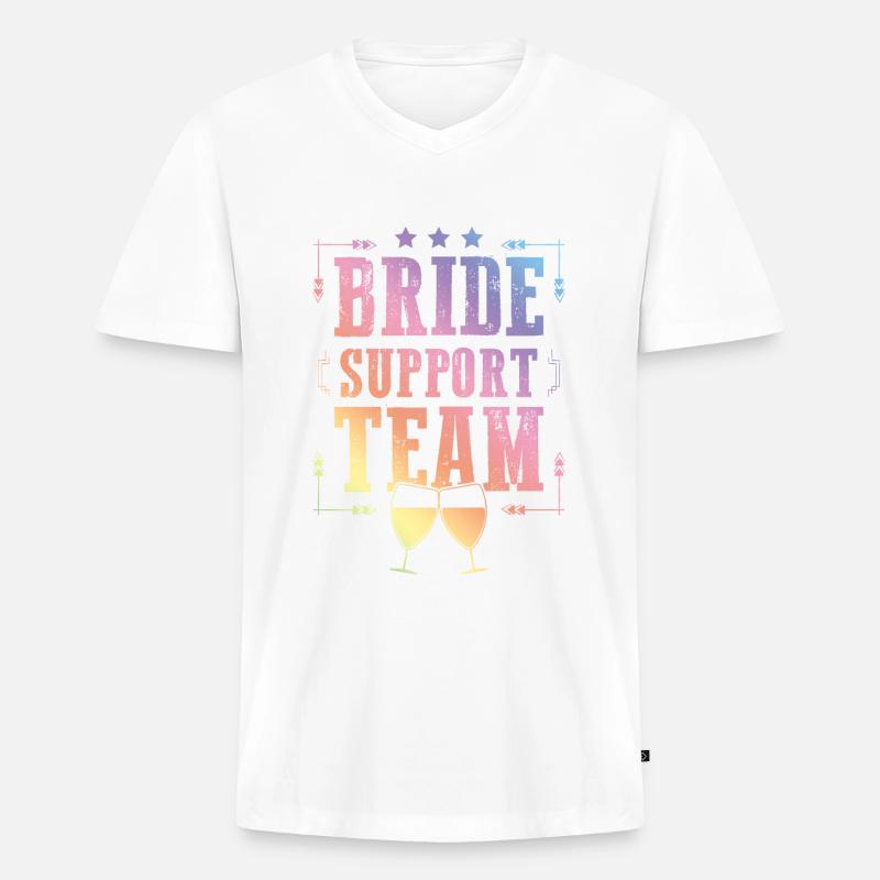 Team Bride - Männer Premium Bio T-Shirt mit V-Ausschnitt - Weiß
