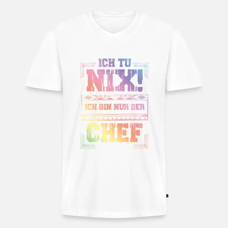 Weltbester Chef - Männer Premium Bio T-Shirt mit V-Ausschnitt - Weiß