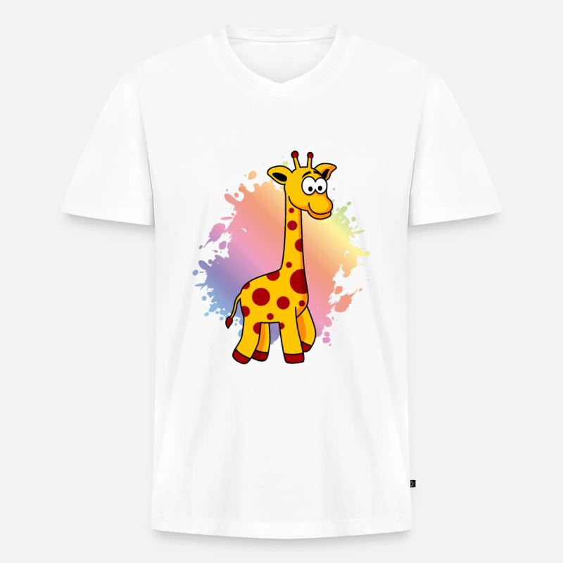 Giraffe Comic Tier - Männer Premium Bio T-Shirt mit V-Ausschnitt - Weiß