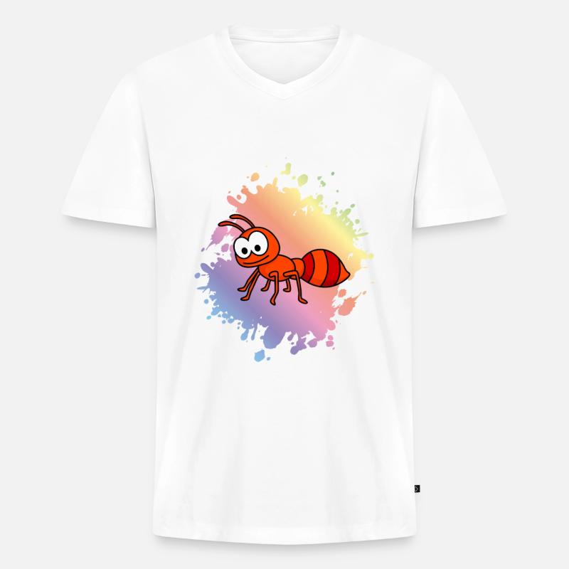 Ameise Comic Tier - Männer Premium Bio T-Shirt mit V-Ausschnitt - Weiß